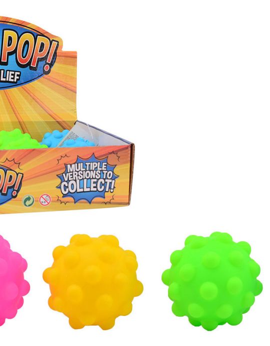 Fidget Pop-It ballen in display solid color 7cm
