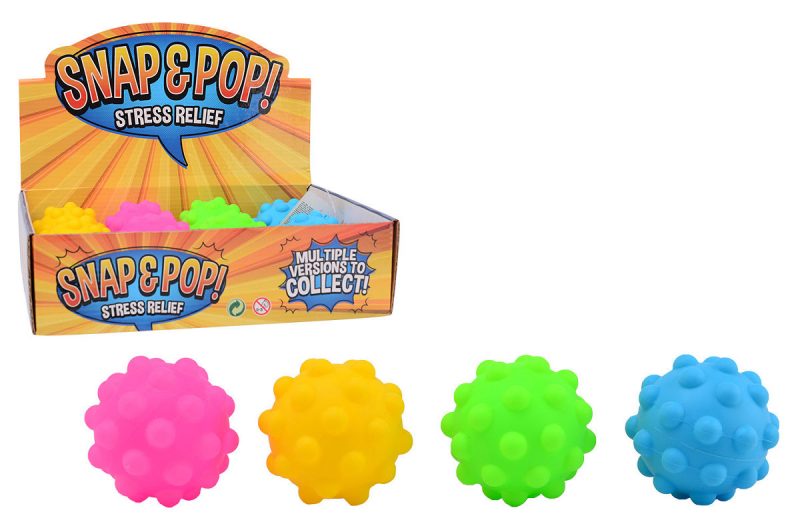 Fidget Pop-It ballen in display solid color 7cm