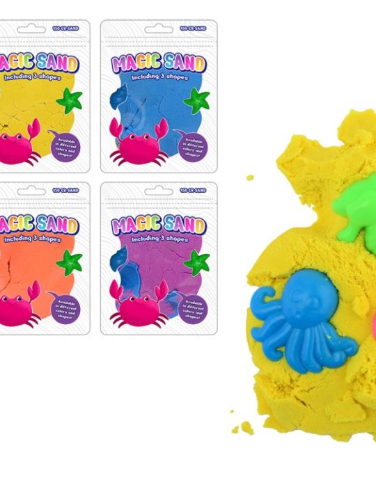 Magisch zand 150 gram in foilbag met 3 accessoires - assorti