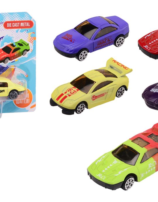 Kleur veranderende die cast auto 1:64 op kaart - 4 assorti