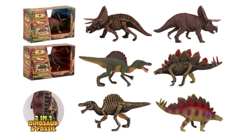 Animal World Twee-zijdige dinosaurus in doos 3 assorti