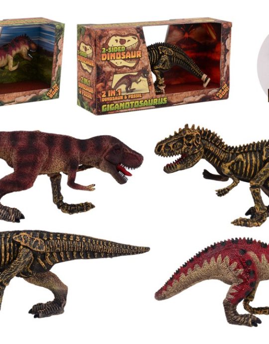 Animal World Twee-zijdige dinosaurus groot in doos 2 assort