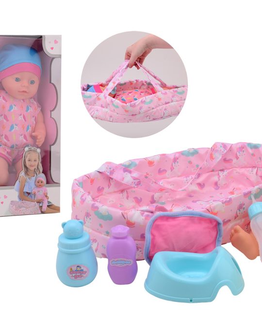Baby Rose drink- en plaspop 35cm met accessoires 2 assorti