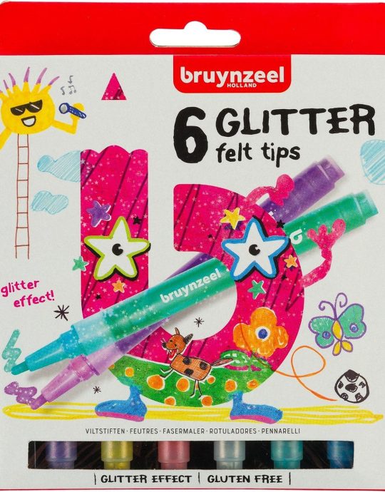 Bruynzeel glitter points set 6 viltstiften