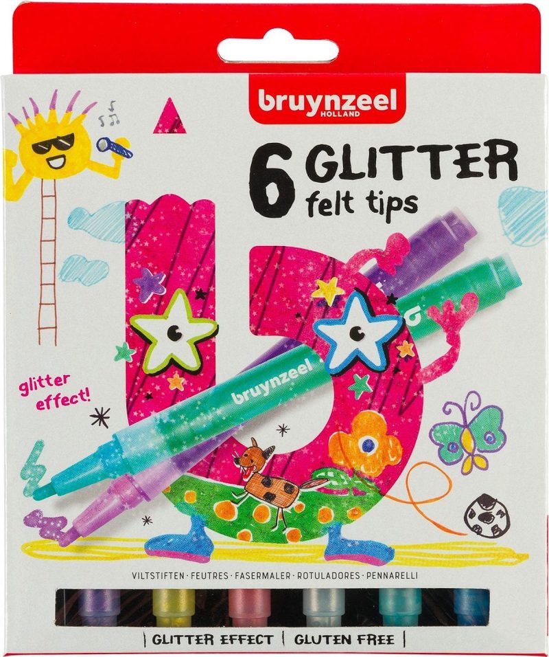 Bruynzeel glitter points set 6 viltstiften