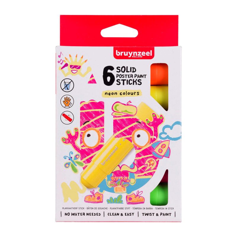 Bruynzeel Kids Plakkaatverf sticks set Neon 6 kleuren