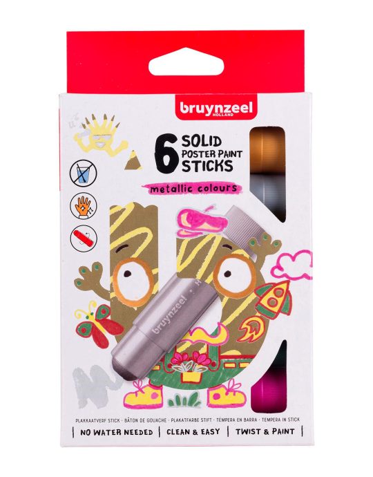 Bruynzeel Kids Plakkaatverf sticks set Metallic 6 kleuren