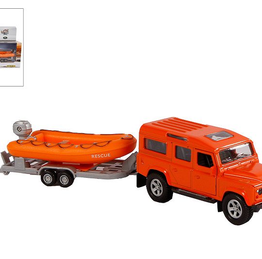 Kids Globe Die Cast Land Rover met reddingsboot 27cm