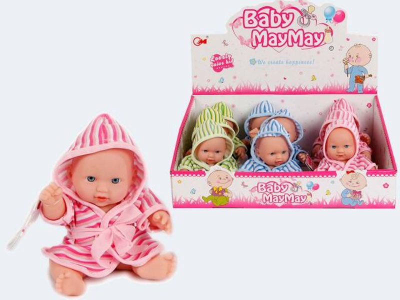 Babypop met badjas 20 cm 3 assorti