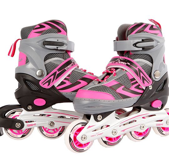 Inline skates roze/grijs abec7 alu frame verstelbaar 39-42