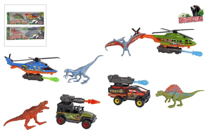Dinoworld voertuig met schietfunctie en dino 6 assorti