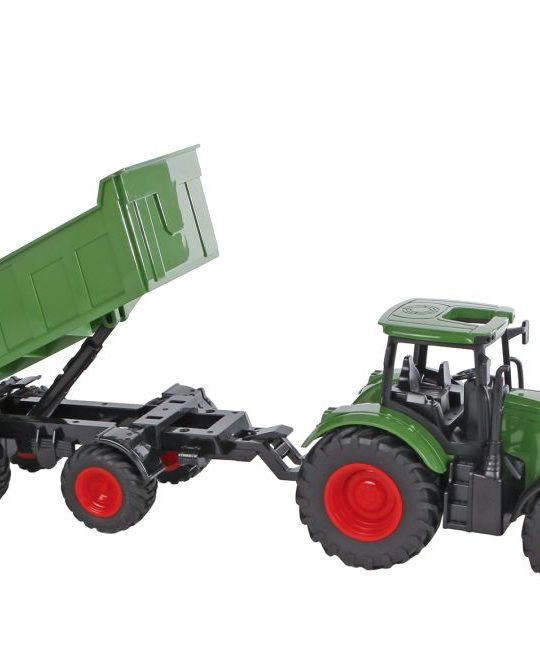 Kids Globe tractor met trailer freewheel 41cm