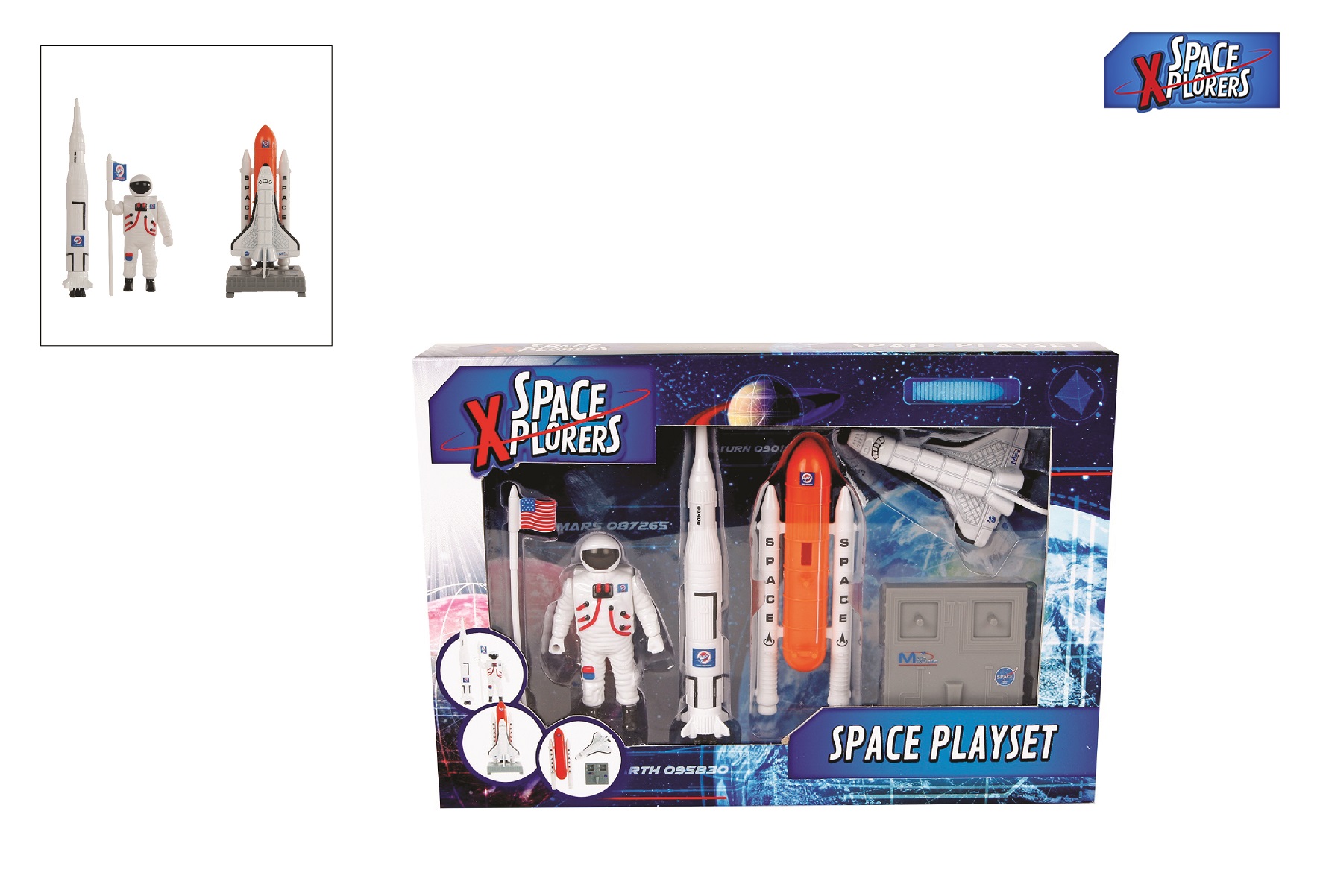Space Xplorers space shuttle 7,5cm speelset 6dlg 1 Space Xplorers space shuttle 7,5cm speelset 6dlg