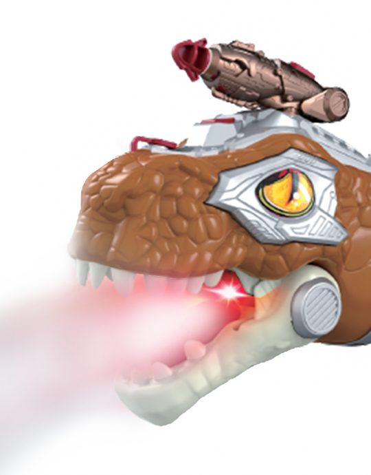 DinoWorld dinosaurus handpop met stoom licht en geluid 17cm