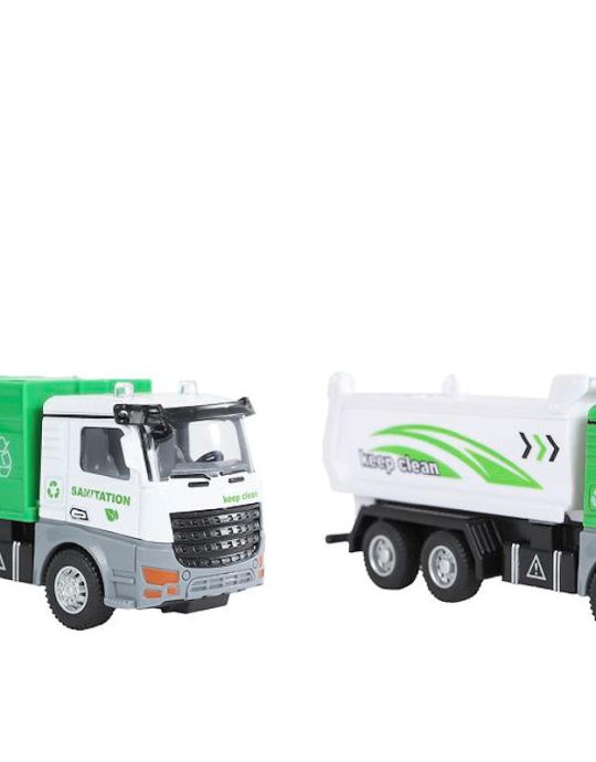 2-Play kiepwagen/vuilniswagen die cast pull back 15cm