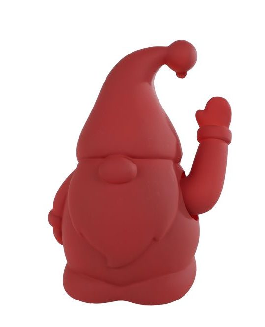 Sculptuur Santa zwaaiend rood kunststof 12x9,5x17cm