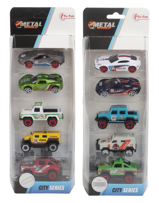 METAL Set rally raceautos 5 stuks assorti