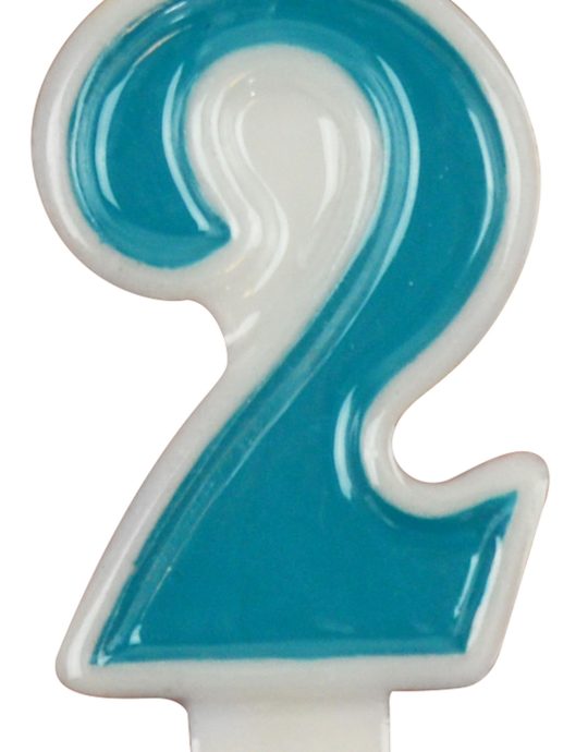 Nummerkaars Feest 7cm assorti  - cijfer 2