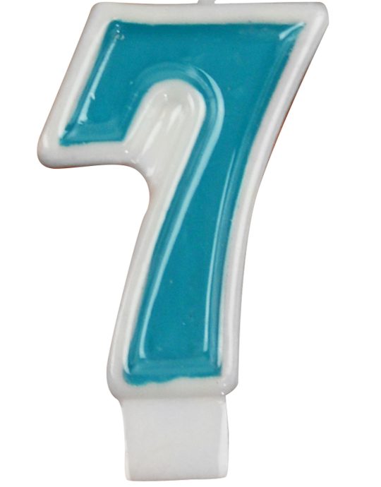 Nummerkaars Feest 7cm assorti  - cijfer 7