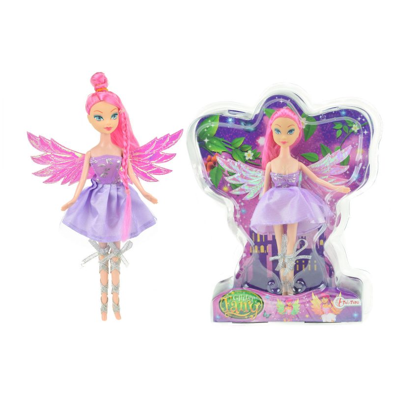 FAIRY FRIENDS Fee mt glittervleugels 22cm -paars