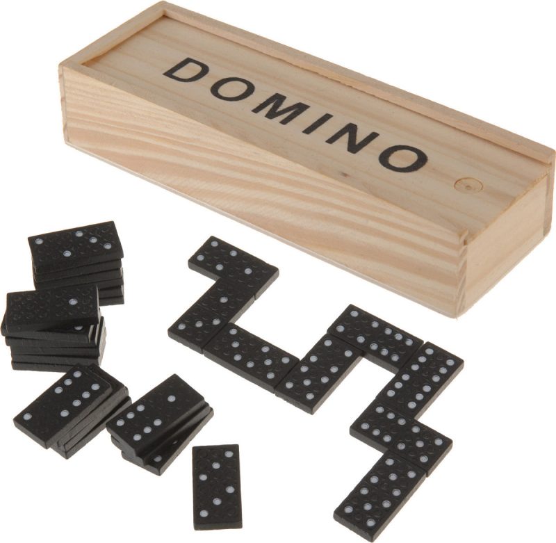 Domino 28 stuks in houten kist