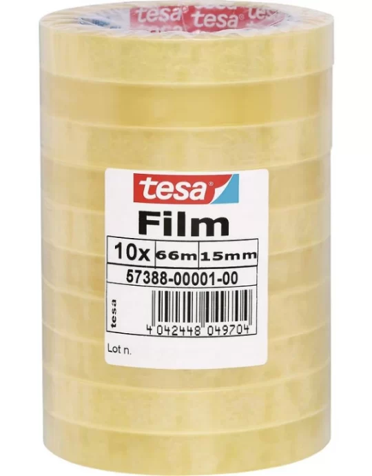 Tesafilm Plakband Standaard 66mx15mm - 10 stuks